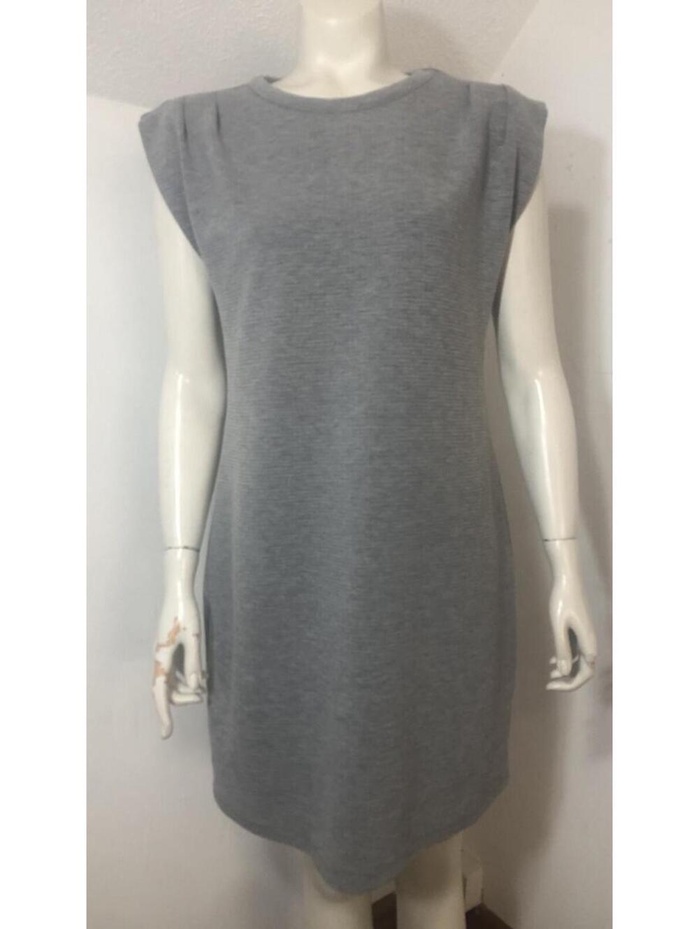 Skinny Girl Jeans New Womens Small Extended  Shoulder Grey Dress Rib Knit Pleats